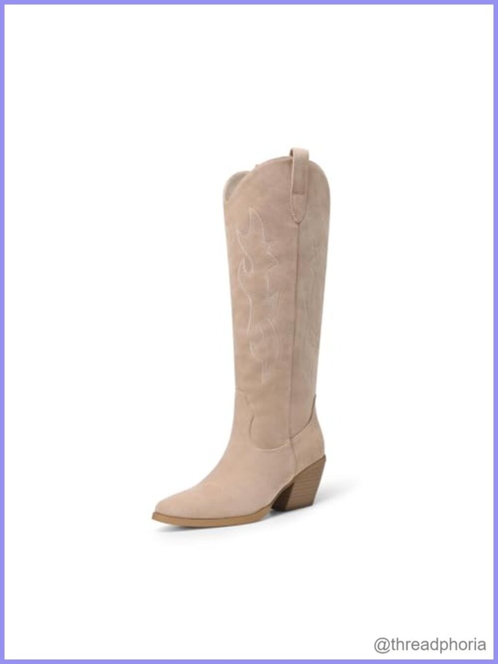 Knee High Cowgirl Boots Pointed Toe Western Heel Faux Suede